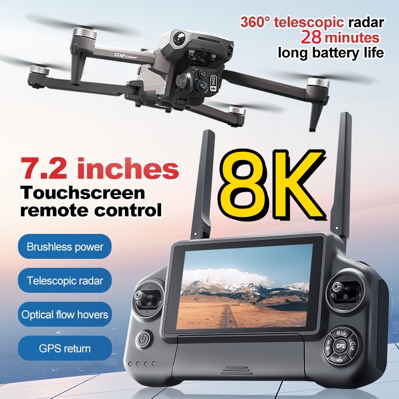 Drone Gps Rc Tt36 - โดรนควอดคอปเตอร์ 8K 3 แกนกันสั่น พร้อมจอสัมผัส 7.2