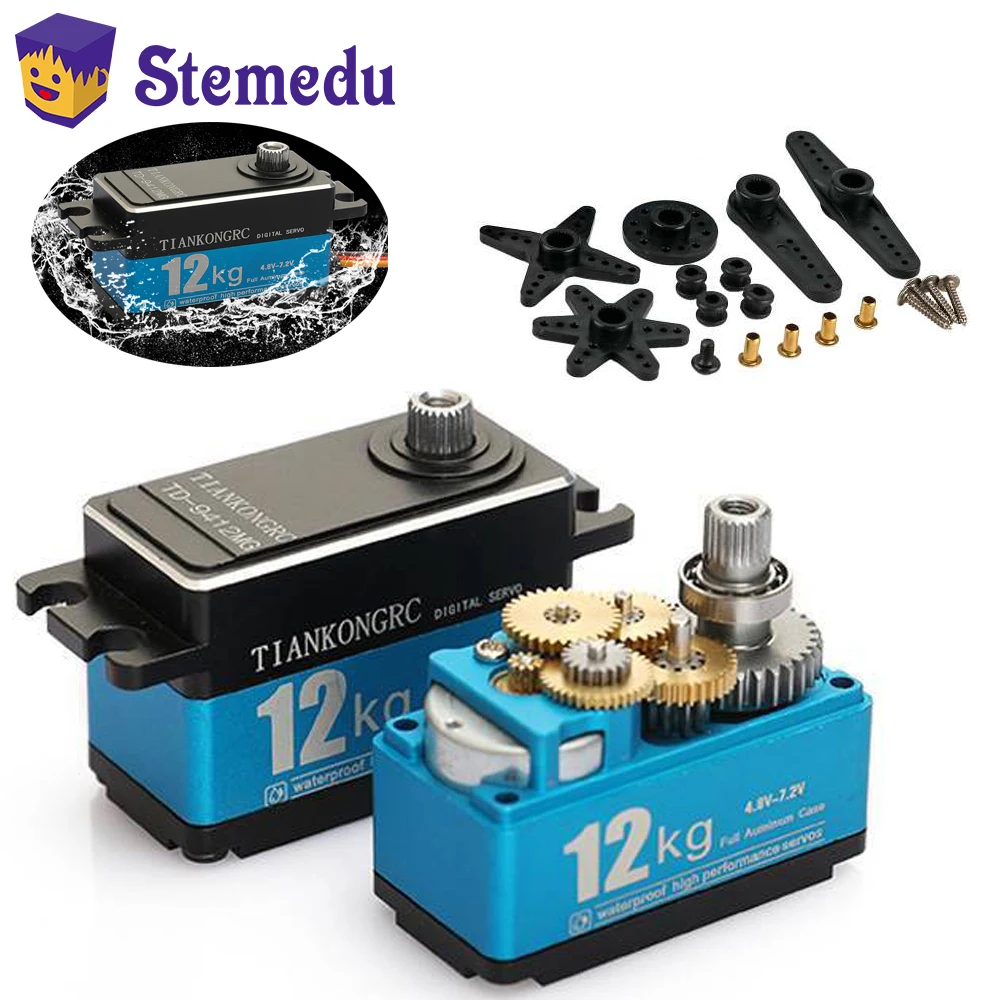 Rc Car Servo - มอเตอร์แปรงถ่านเซอร์โวระบบดิจิทัล TD-9412MG แรงบิดสูง12กก. มอเตอร์แบบสั้น180/270/360องศาสำหรับหุ่นยนต์1:10 1:8 mobil