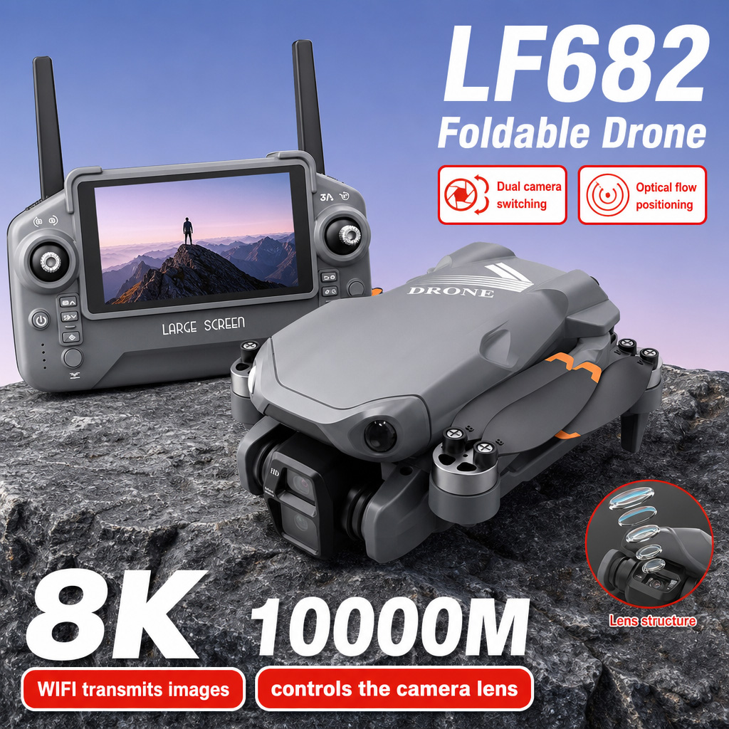 Drone Rc Ufo - โดรนถ่ายภาพทางอากาศ LF682 8K HD กล้องคู่ GPS
