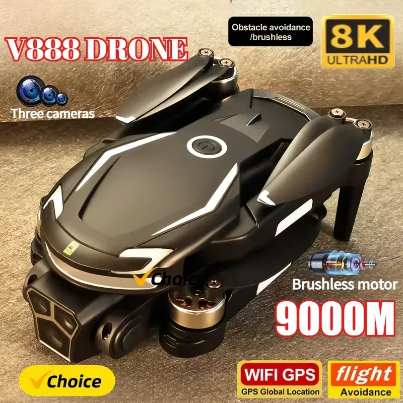 Drone Gps Rc Tt36 - โดรนรุ่นใหม่ V888 8K GPS กล้องสามตัว ระดับมืออาชีพ