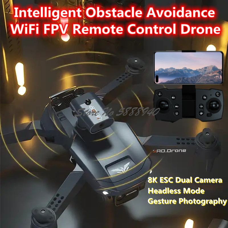 Drone Smart Rc Foldable - สมาร์ทหลีกเลี่ยงอุปสรรคแบบพับได้ WIFI FPV รีโมทคอนโทรล Drone 8K