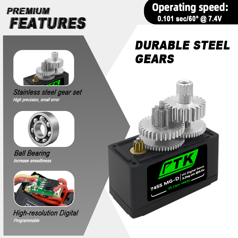 PTK 7455MG-D เซอร์โว 12g เซอร์ - Rc Car Servo บทวิจารณ์และราคา
