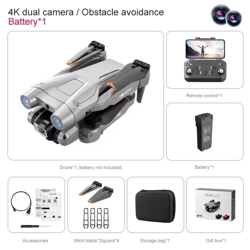 โดรนโดรน i3 Pro: กล้อง ESC คู่ - Drone Smart Rc Foldable บทวิจารณ์และราคา