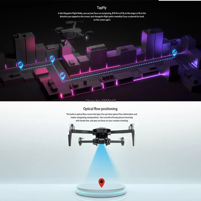 Professional 4K GPS สุทธิ FPV  - Drone Smart Rc Foldable บทวิจารณ์และราคา